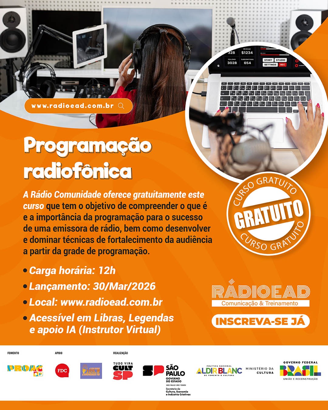Curso gratuito de Programação radiofônica.